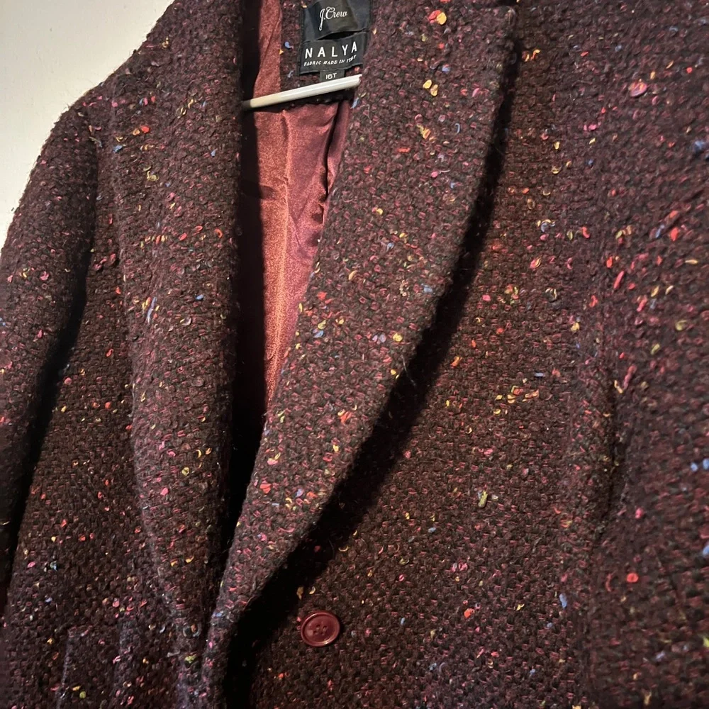 J. Crew Women's Maroon Flecked Wool Tweed Pea Coat - Picture 2 of 2